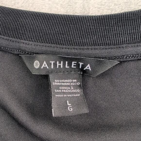 Athleta Seasoft Scoop Neck Sweatshirt Women's Large Black CleanGirl Minimalist - Picture 2 of 9